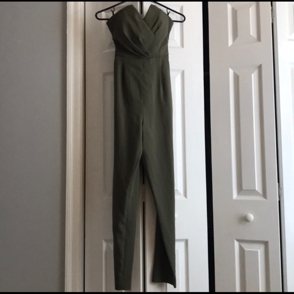 Bebe olive green jumpsuit